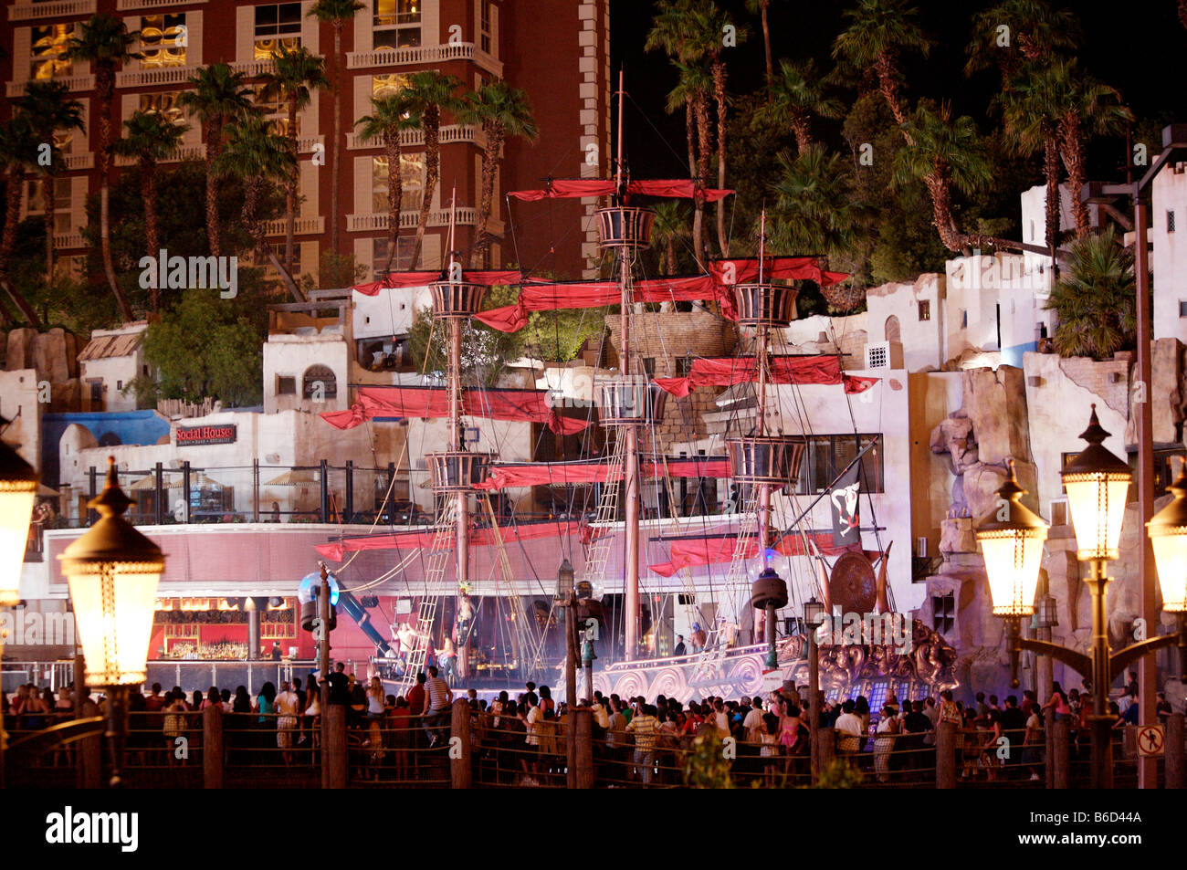 Treasure Island Hotel Casino Evening Pirate Show Stock Photo