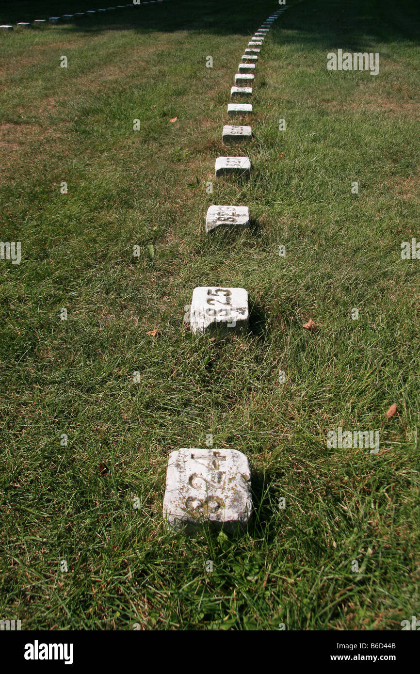 Row numbered grave markers in hires stock photography and images Alamy