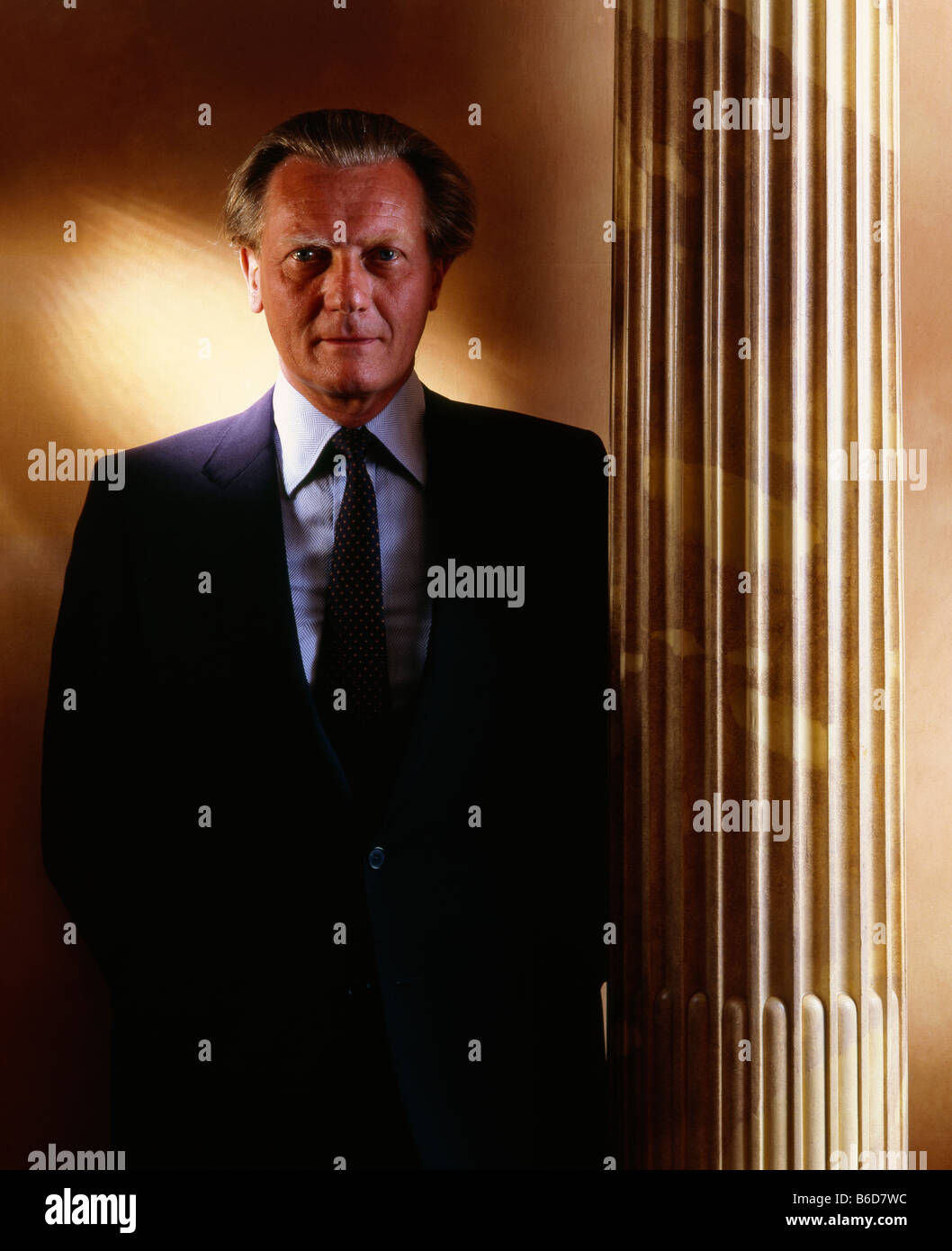 Michael Heseltine, Conservative politician at home Stock Photo