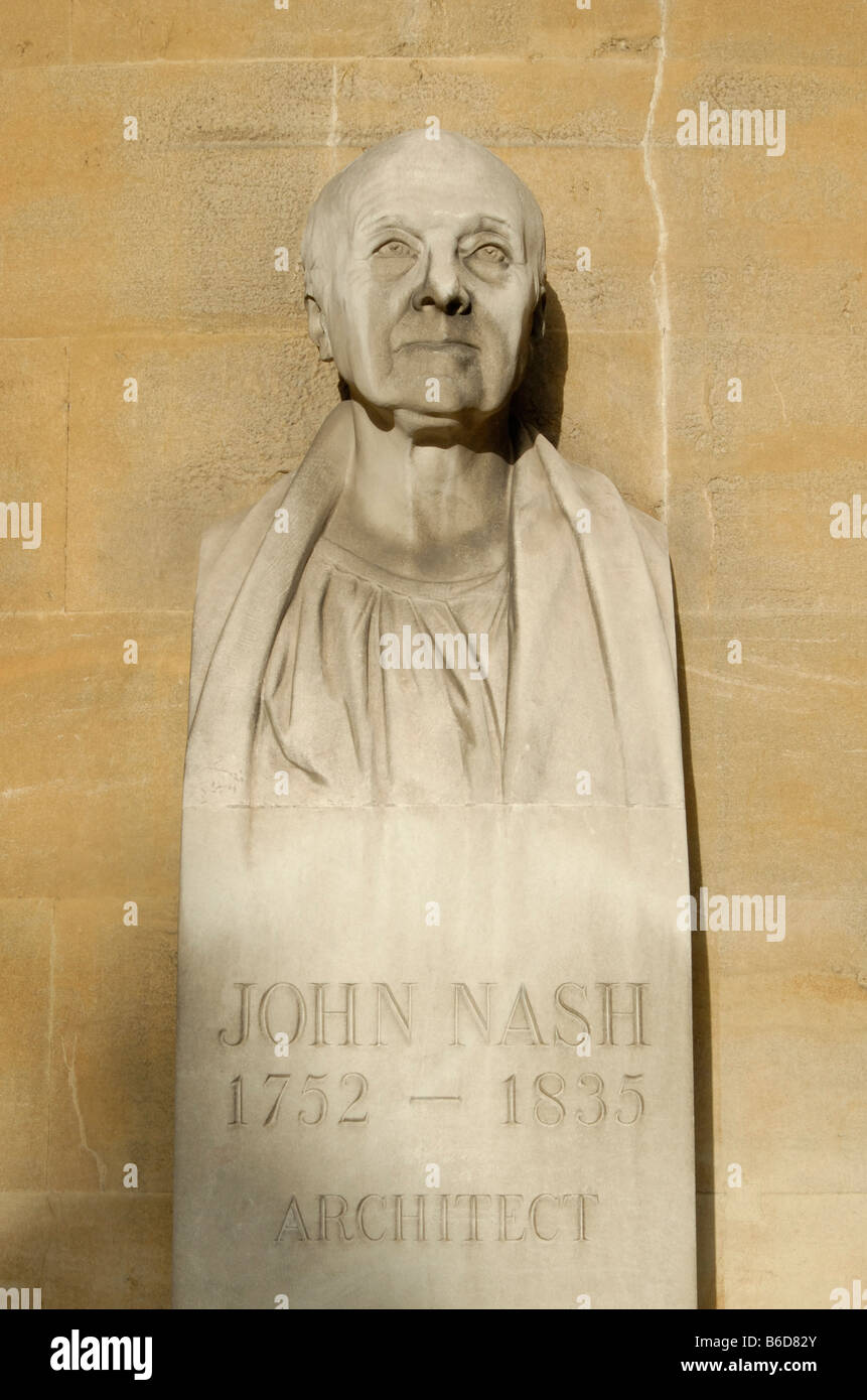 Bust of architect John Nash (1752-1835) beneath the porch of his All Souls church Langham Place, London, England Stock Photo