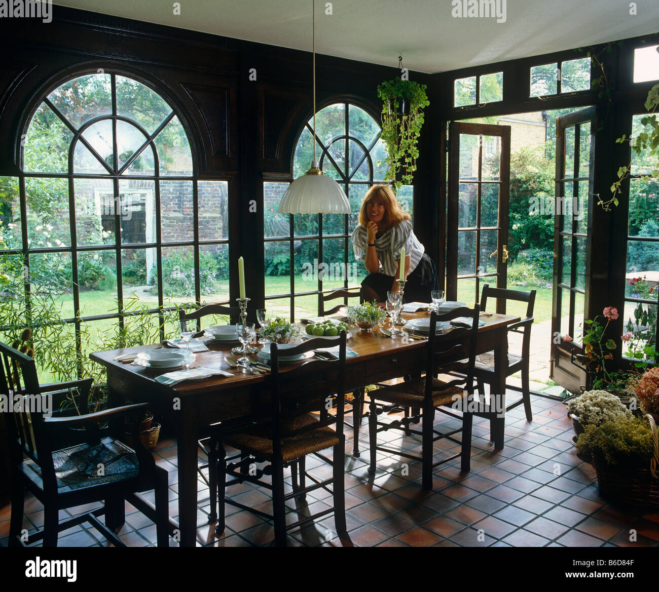 Annie Parker, wife of film director Alan Parker, at home in their conservatory Stock Photo