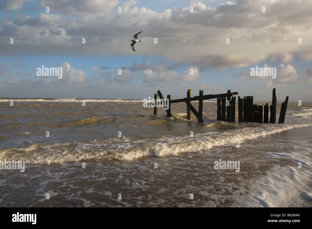 Coastal defences Happisburgh Norfolk UK Winter Stock Photo