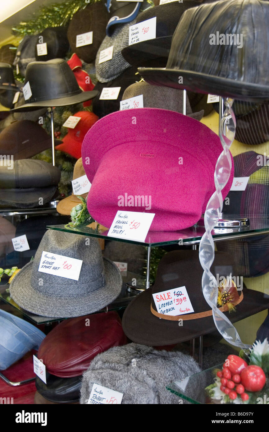 Detroit Michigan Hats on display at Henry the Hatter a hat shop that