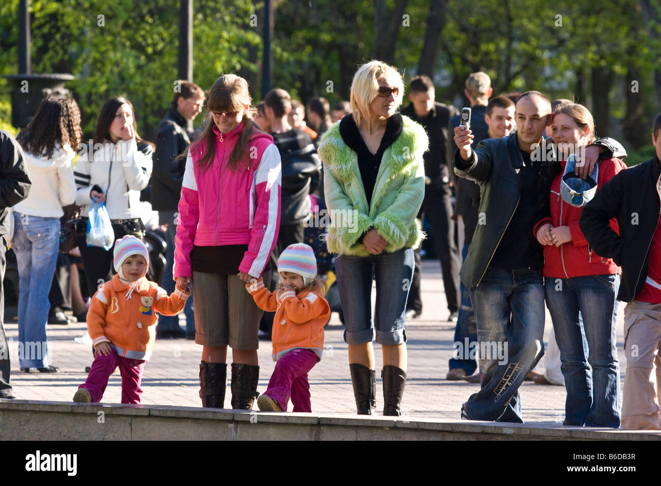 A  group of people in a park, Chisinau, Moldova. Stock Photo