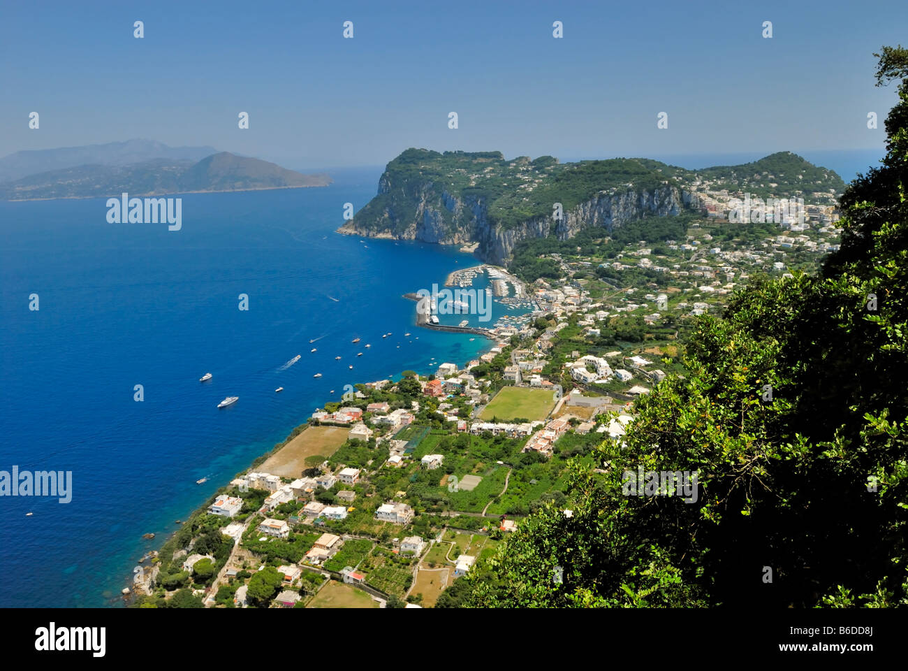 Marina Grande is the transport hub of the Capri Island. All ferries and hydrofoils arrive at Marina Grande. Capri Island, Italy. Stock Photo