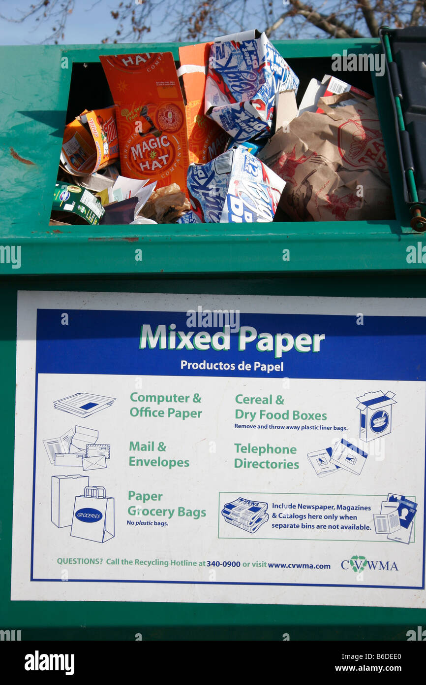 Paper recycling bins Stock Photo Alamy