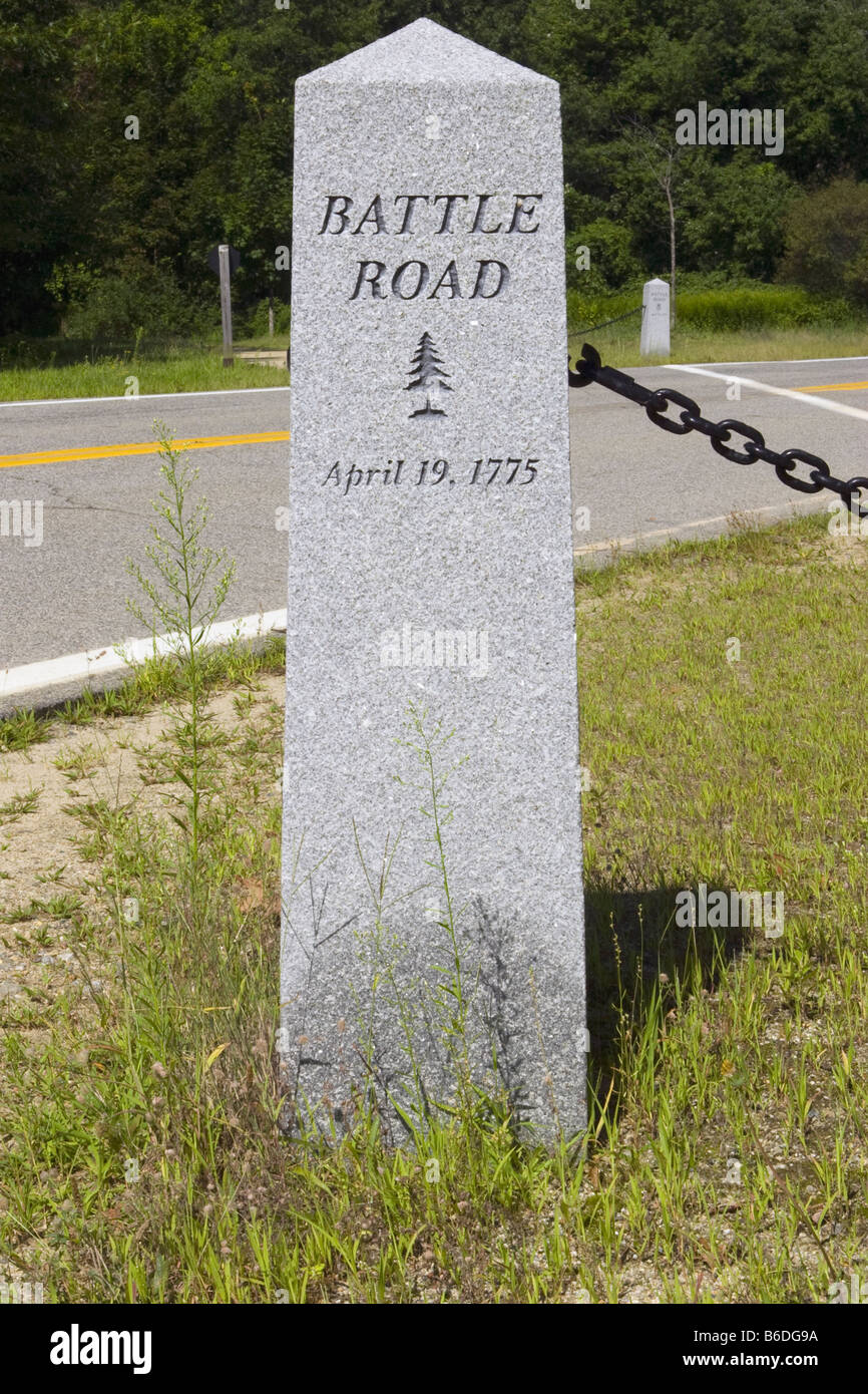 Battle Road Marker in Lincoln Massachusetts Stock Photo