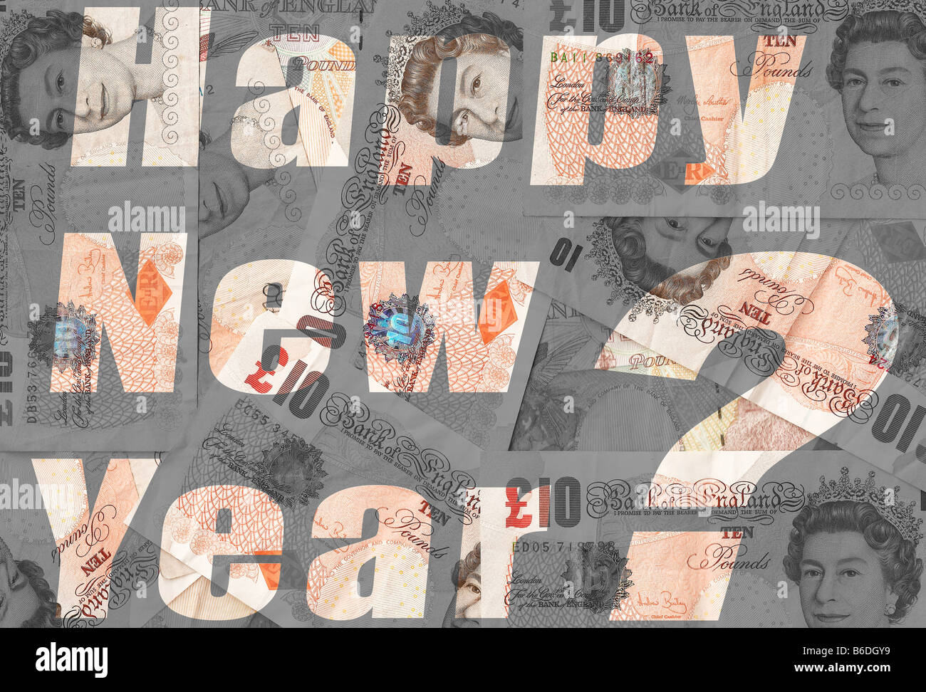 With tough economic times ahead the new year may not be financially happy for many Stock Photo