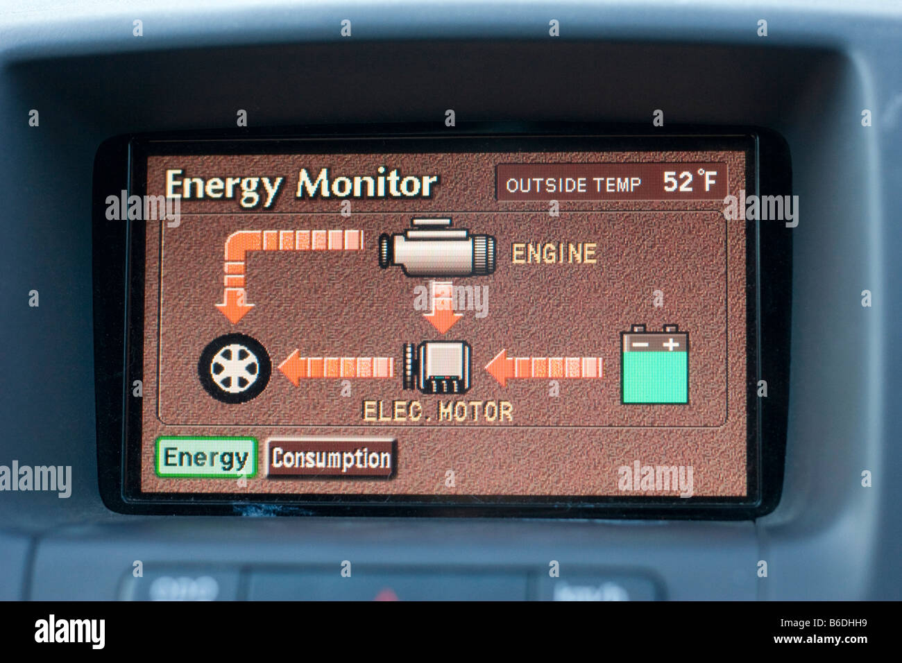 The Energy Monitor of a Toyota Prius October 4 2008 Stock Photo