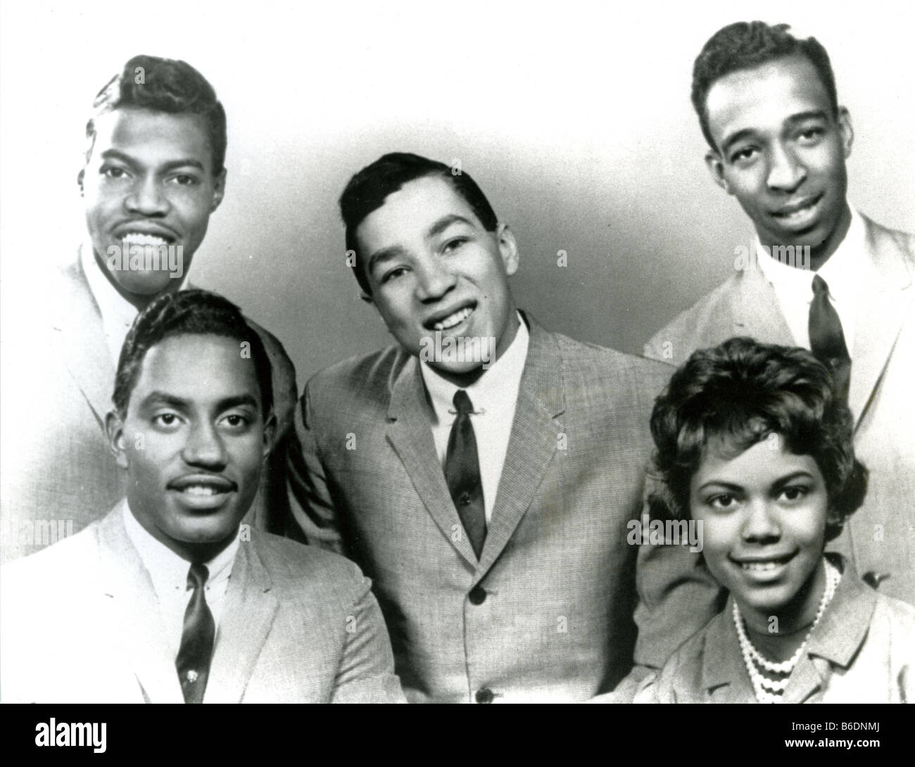 SMOKEY ROBINSON AND THE MIRACLES - Tamla Motown group about 1957. See Description below for names Stock Photo