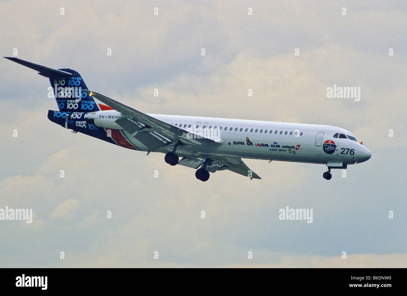 Fokker 100 prototype twin-turbofan airliner at Paris Air Show 1987 Stock Photo