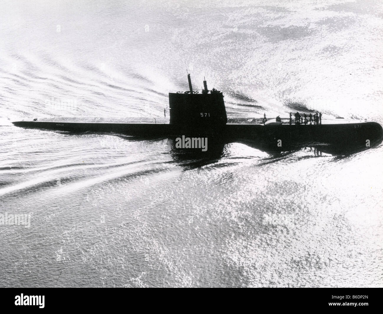 USN Nautilus was launched in 1955 as the world's first nuclear powered submarine Stock Photo