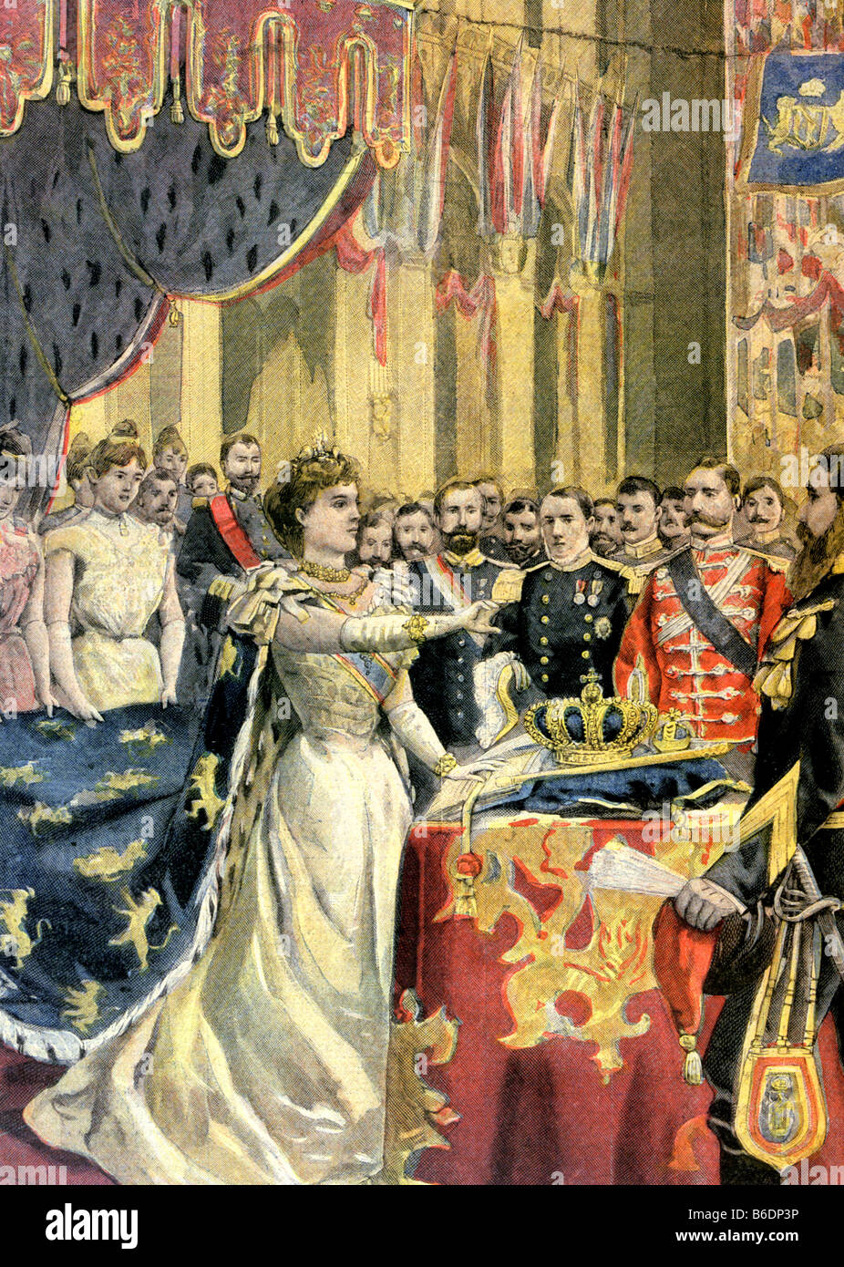 QUEEN WILHELMINA of the Netherlands takes the Oath of the Constitution in Amsterdam on 1 August 1898 Stock Photo