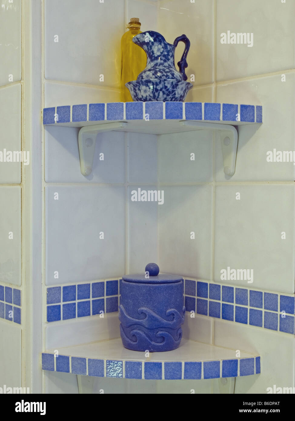 bathroom shelves ceramic tiles Stock Photo Alamy