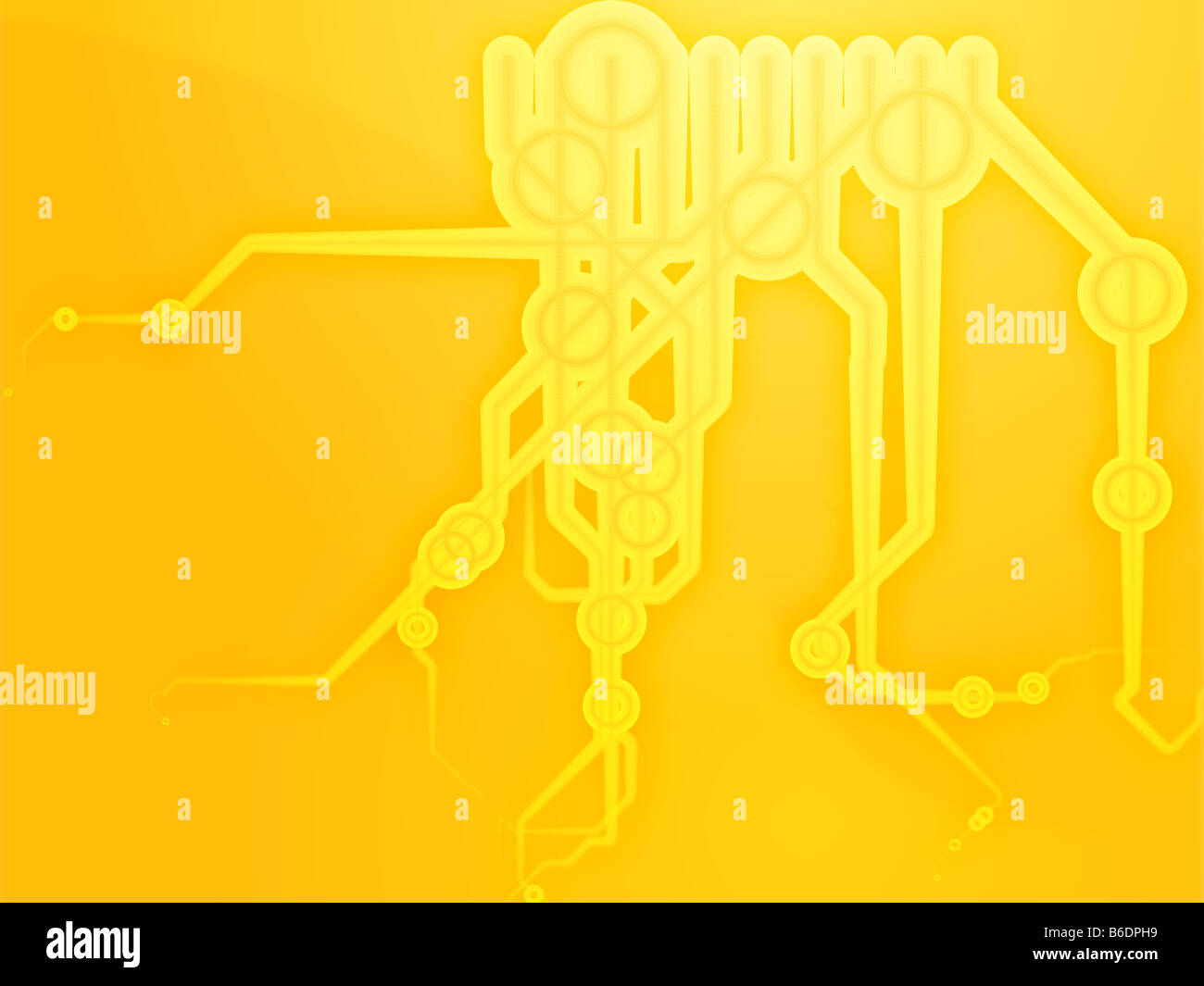 Abstract technical schematic diagram illustration with circuitry and ...