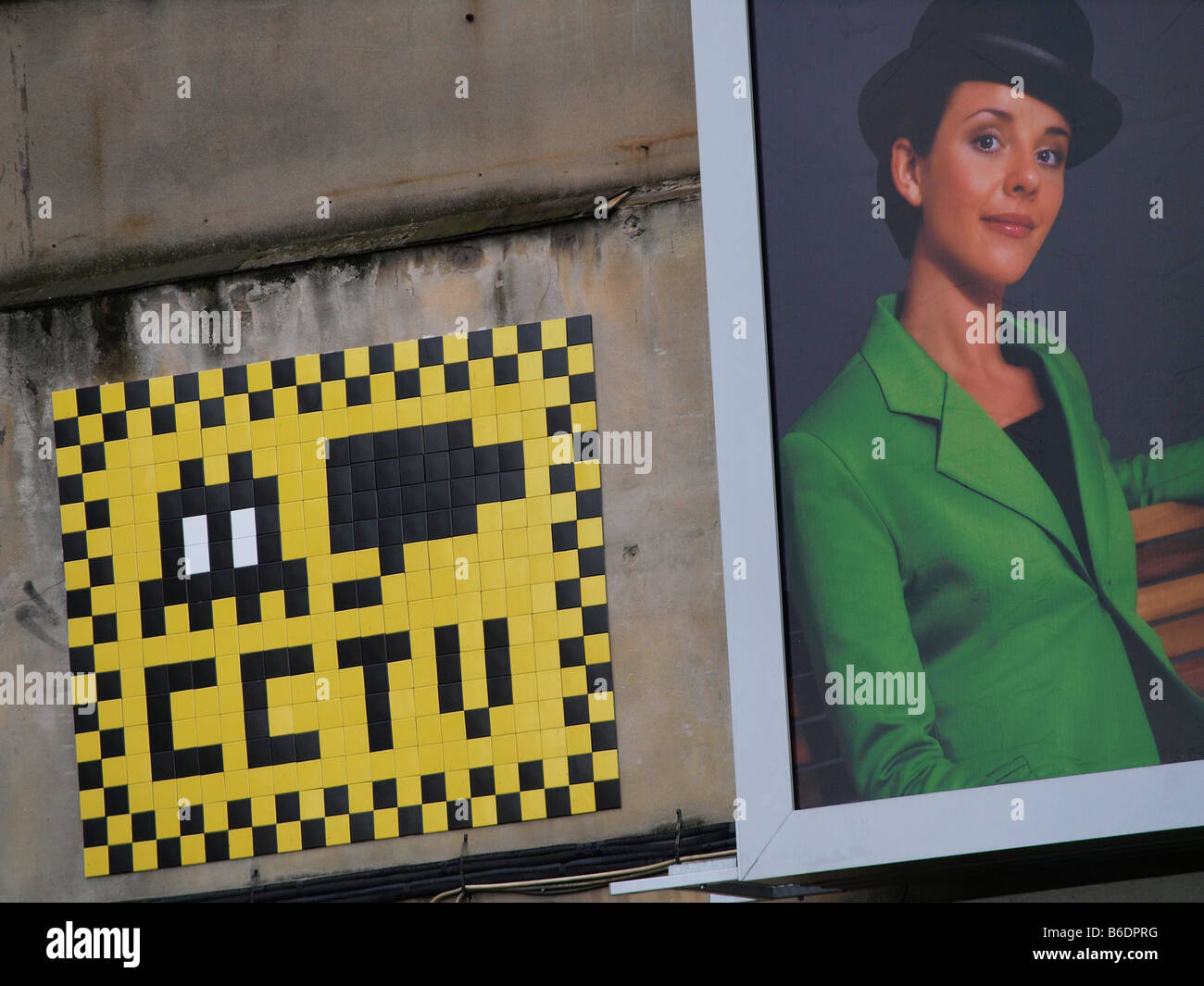 funny cctv warning sign with ufo London UK Stock Photo