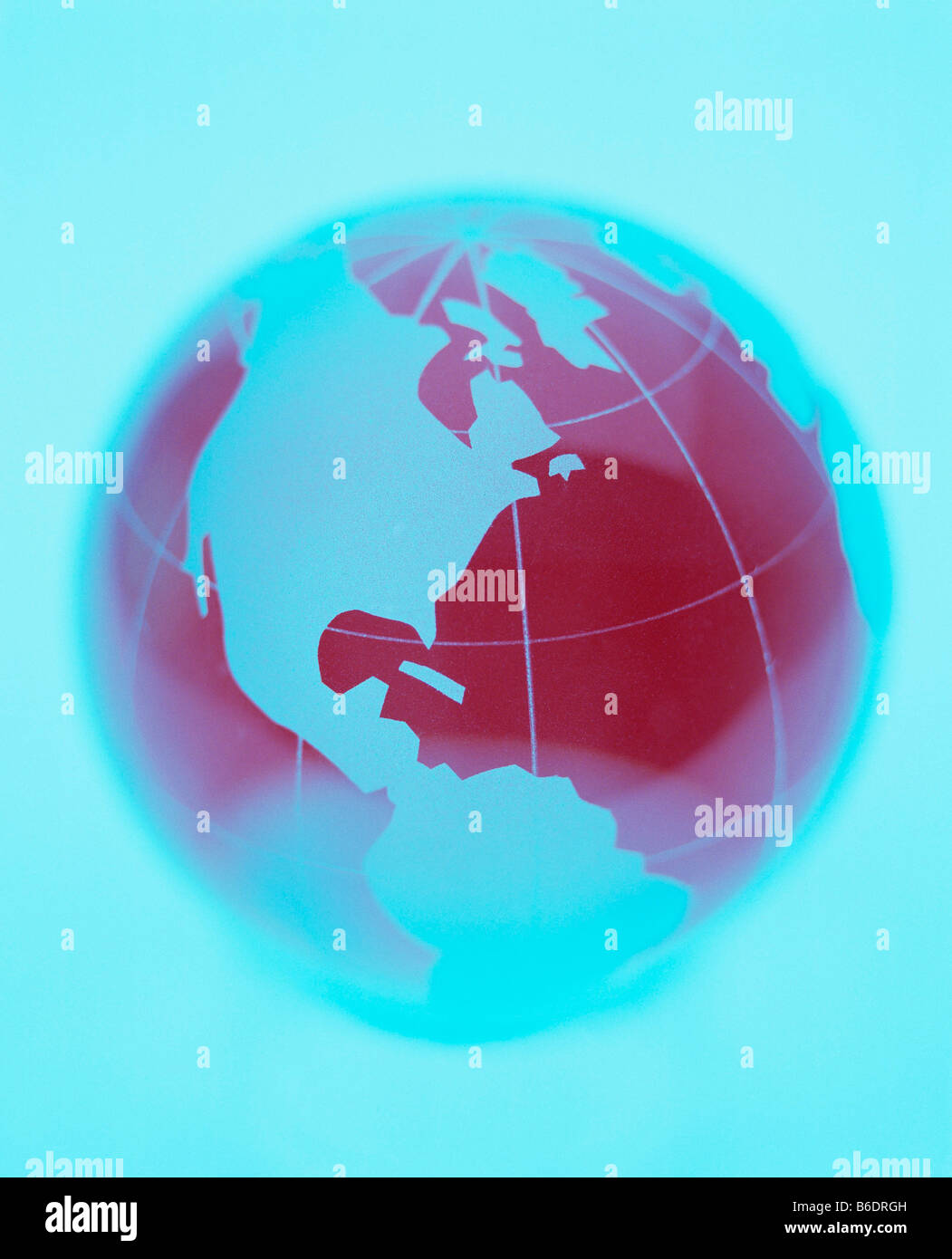 Earth globe centred on North America. Stock Photo
