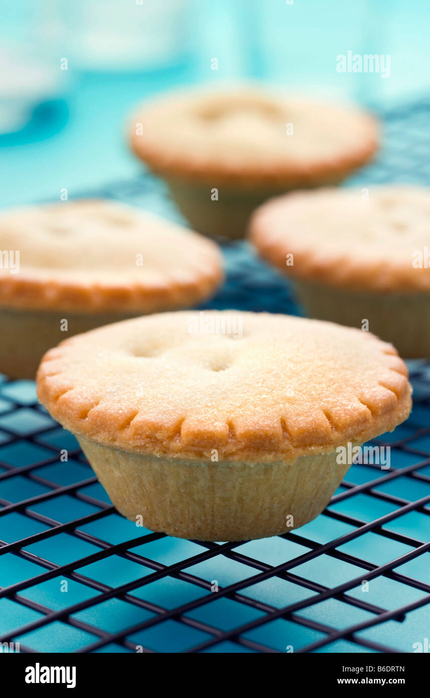 Mince pies on a cooling rack. Stock Photo