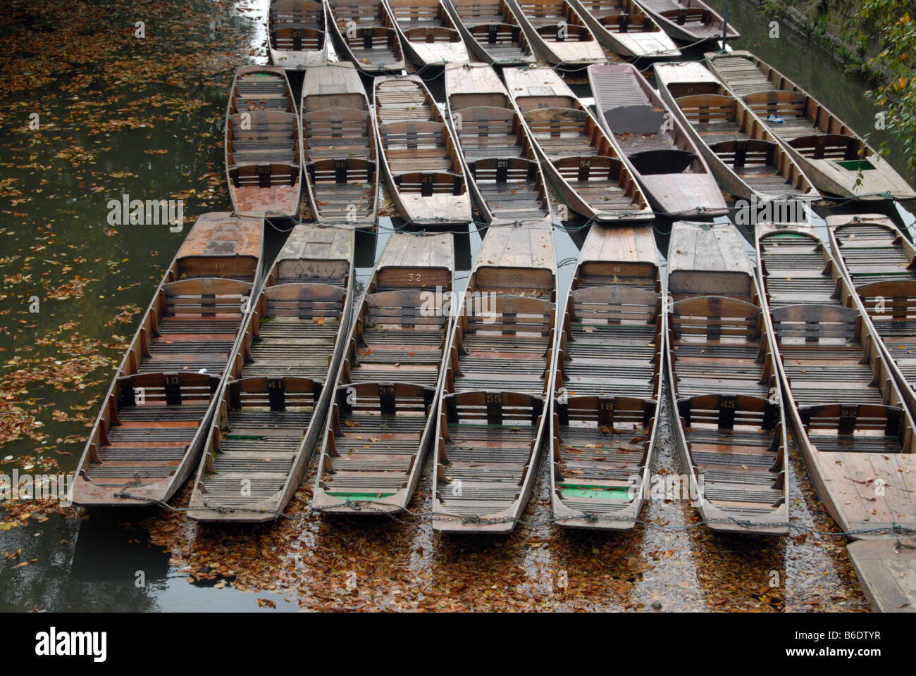 Punts on River Cherwell by Magdalen Bridge Oxford Stock Photo