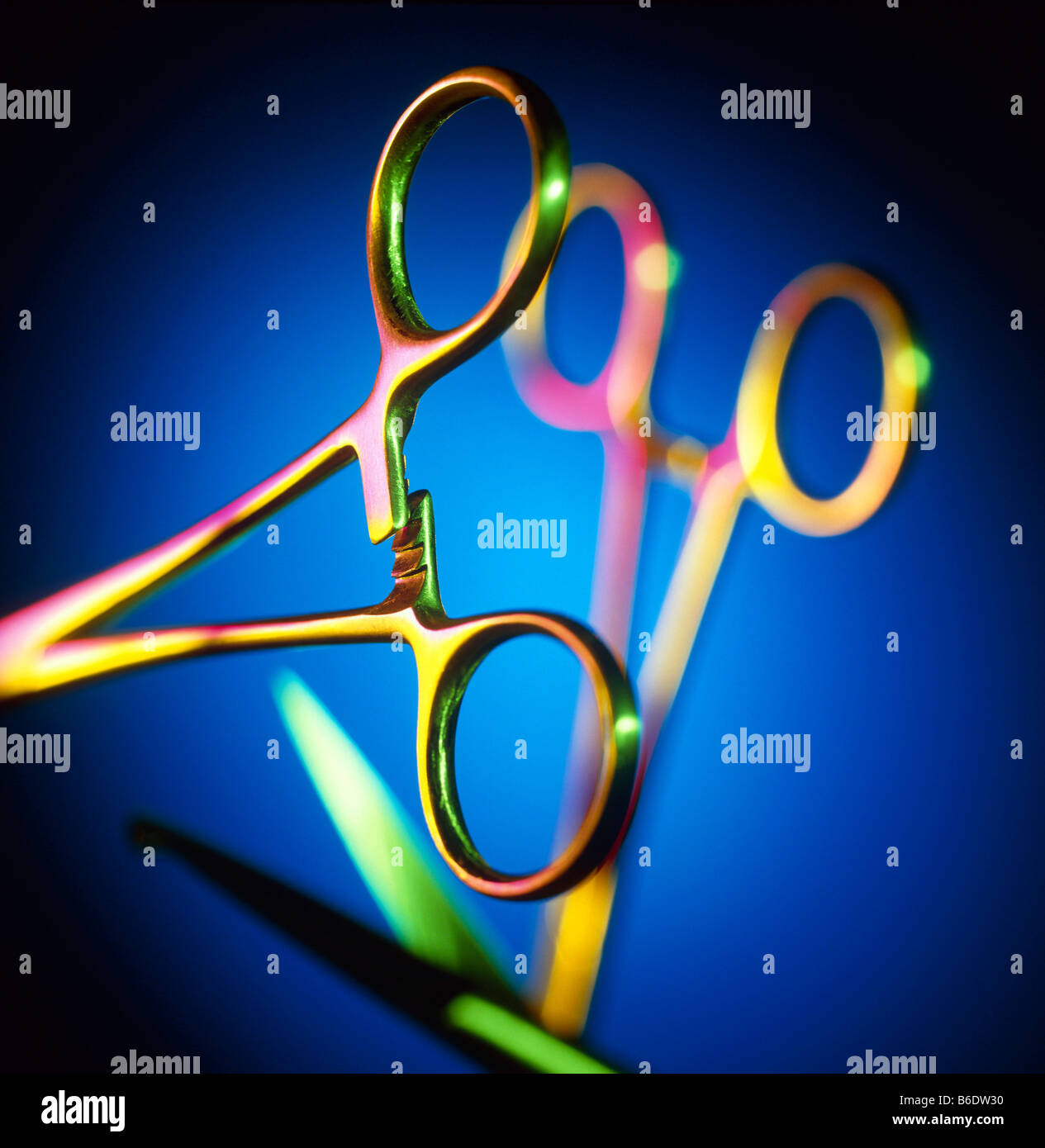 Surgical equipment. Two pairs of scissor forceps, used for holding