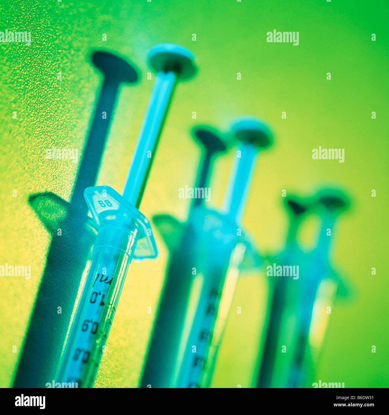 Medical syringes. These plastic syringes areused for drawing up and dispensing a measured volume