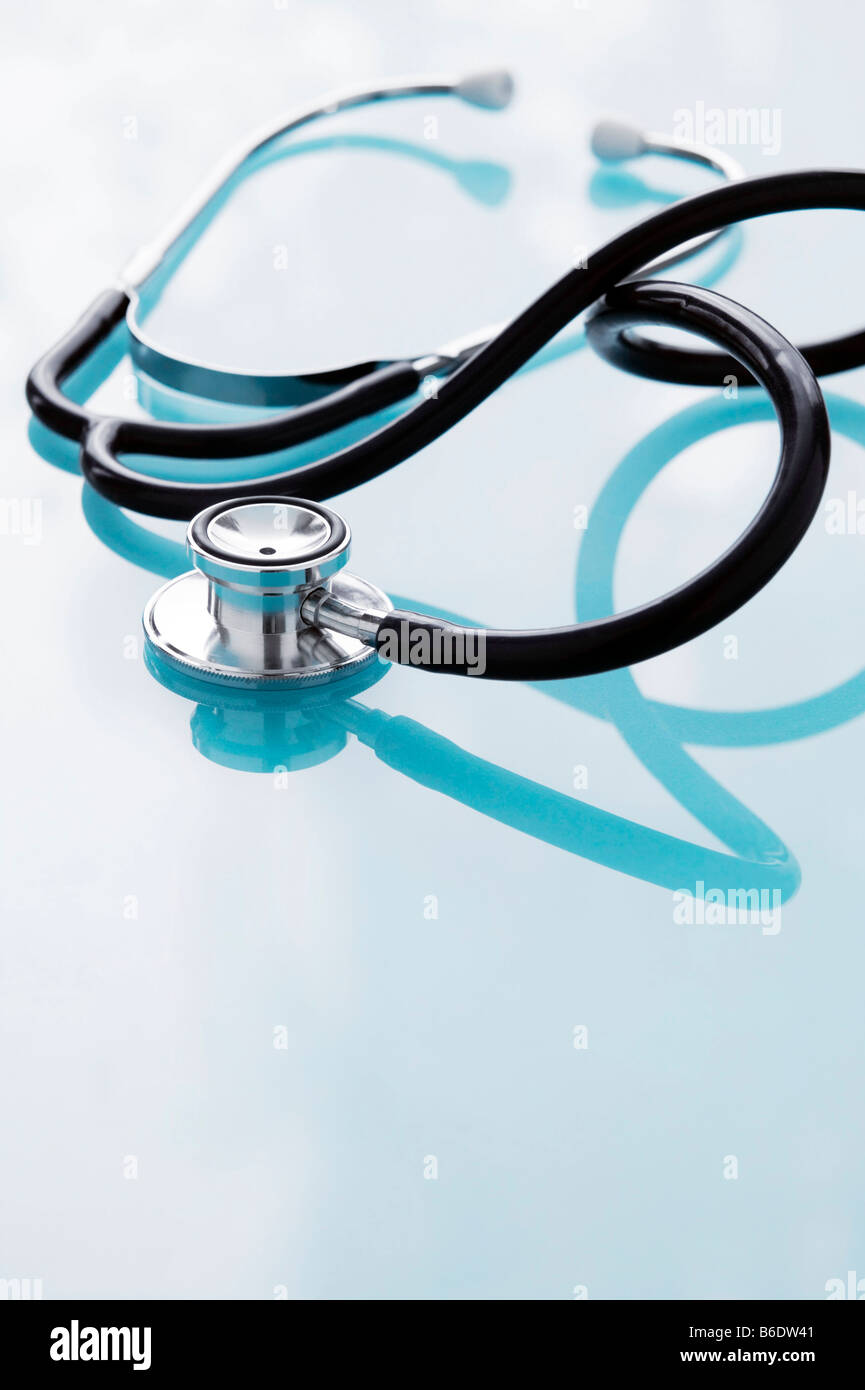 Stethoscope. This medical device is used tolisten to sounds within the body. Stock Photo