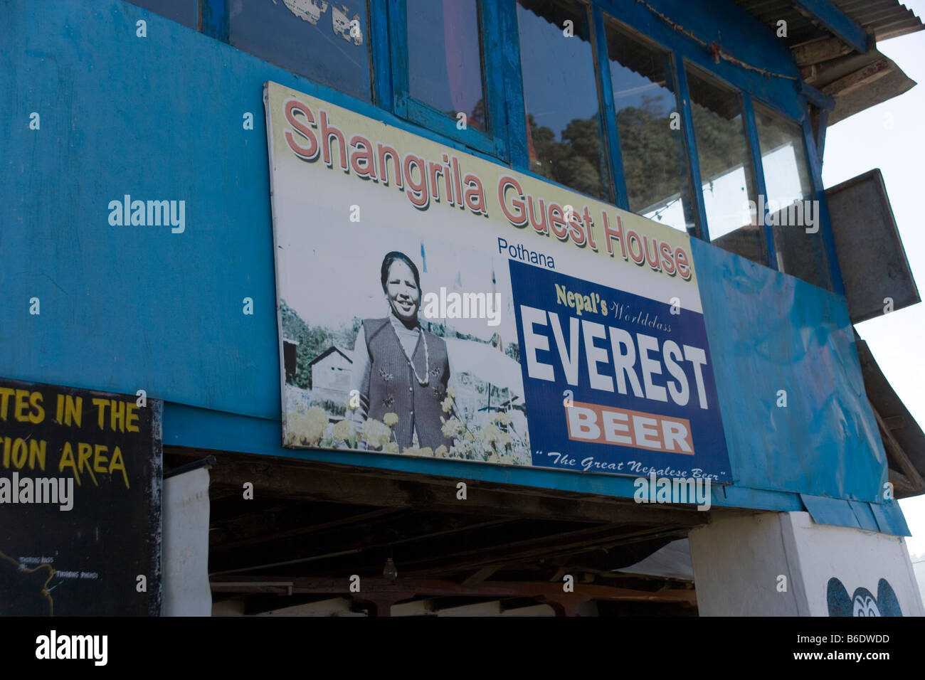 Shangrila Guest House in Pothana village, the Annapurna area of the Himalayas,Nepal Stock Photo