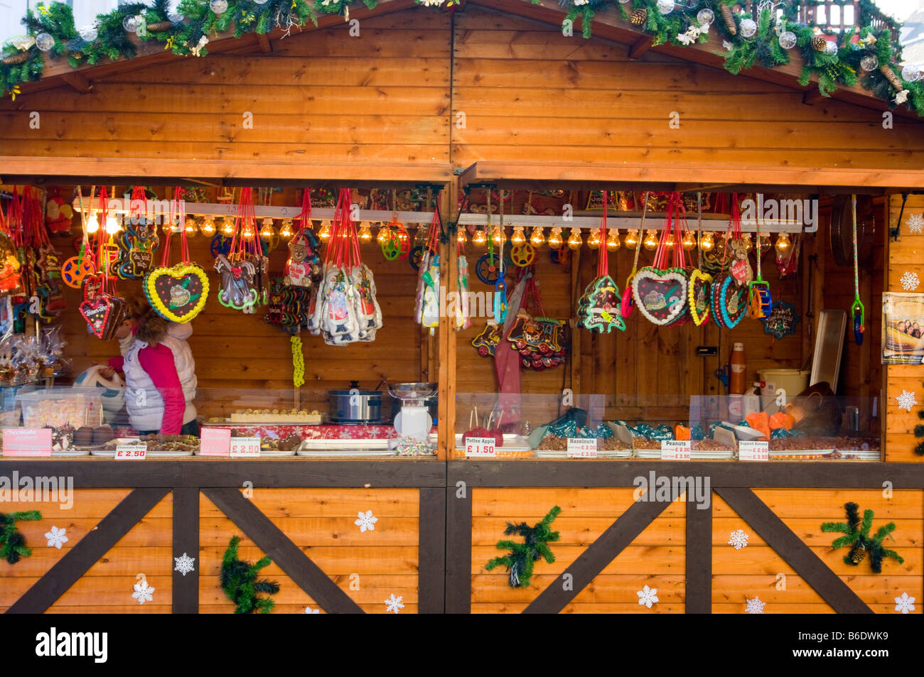 Sweet Stall at Kingston Christmas Xmas Market Surrey Stock Photo