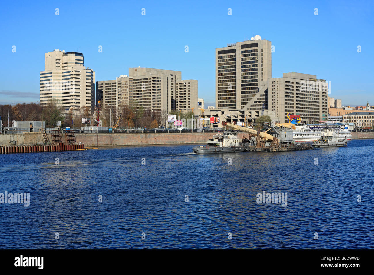 House on embankment of Moskva river, Moscow, Russia Stock Photo