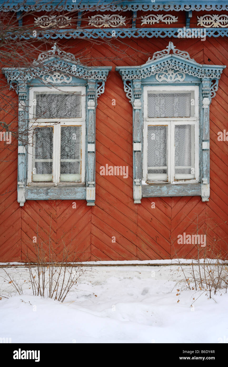 Rural wooden house, Vladimir region, Russia Stock Photo