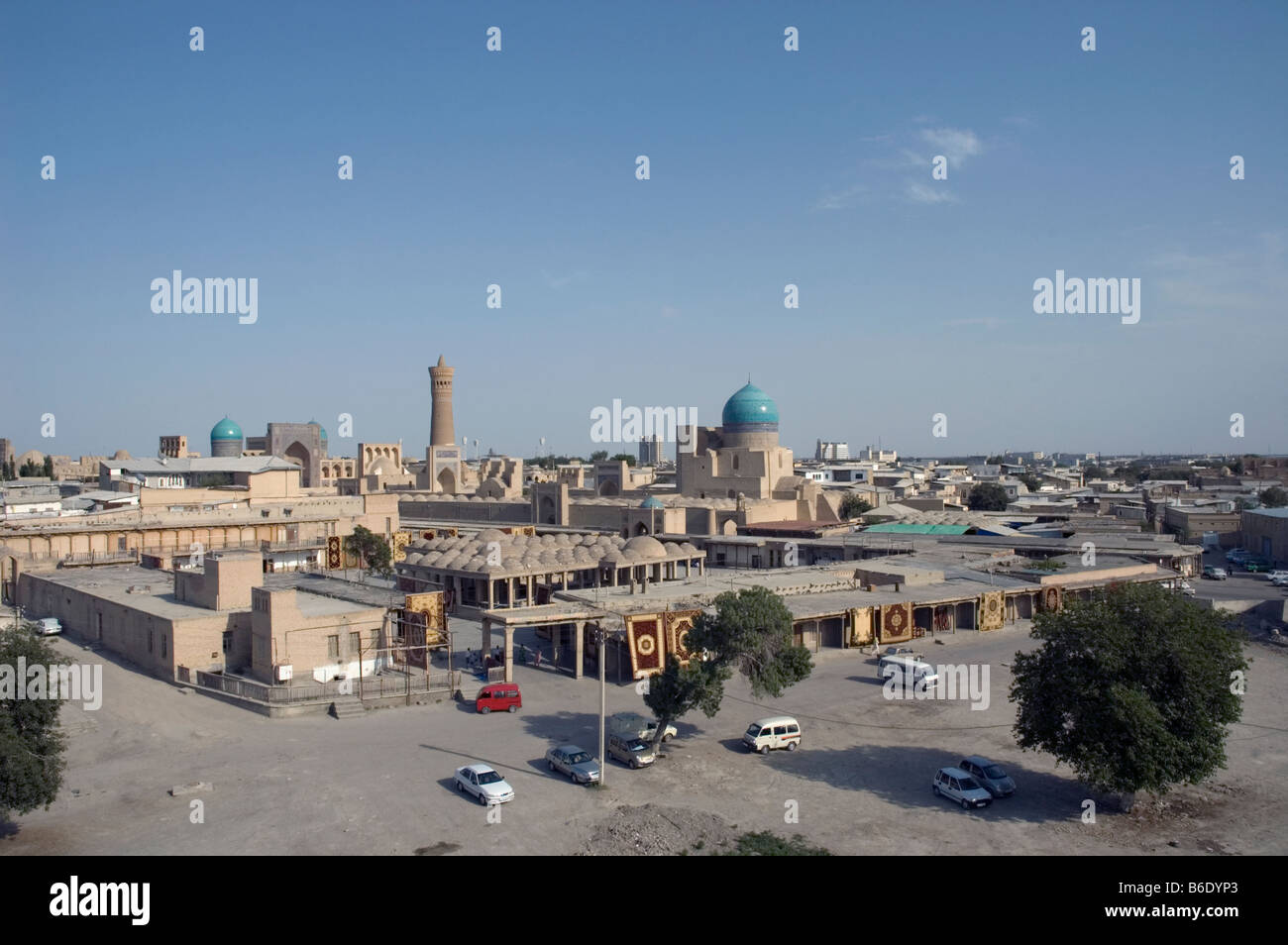 Uzbekistan. View from the Ark Fortress over the Ancient city of Bukhara. Stock Photo