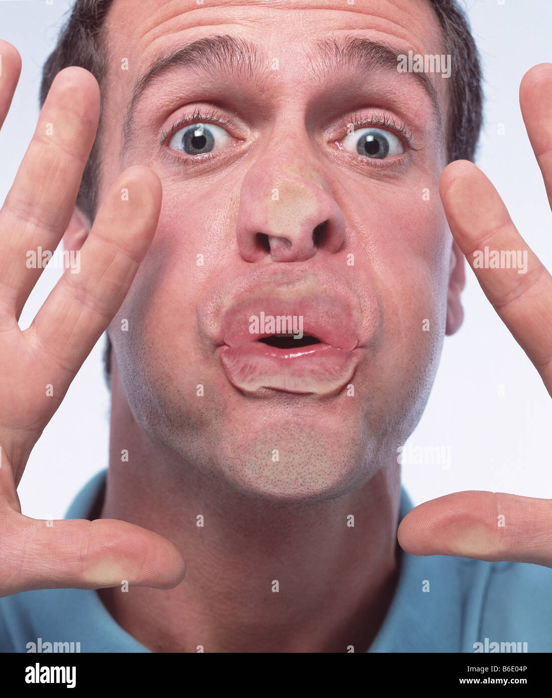 Man squashed face Stock Photo