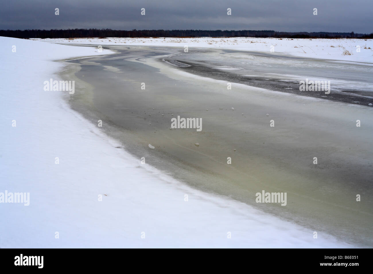 River Klyazma at early spring, Bolshie Vsegodichi, Vladimir region, Russia Stock Photo