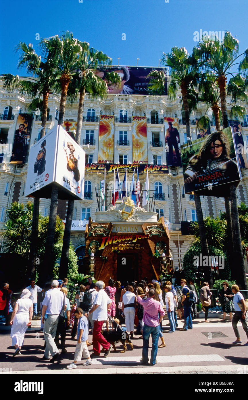 Carlton hotel entrance during the Cannes movie festival Stock Photo