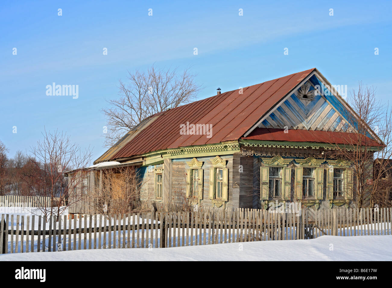 Rural wooden house, Tatarstan, Russia Stock Photo