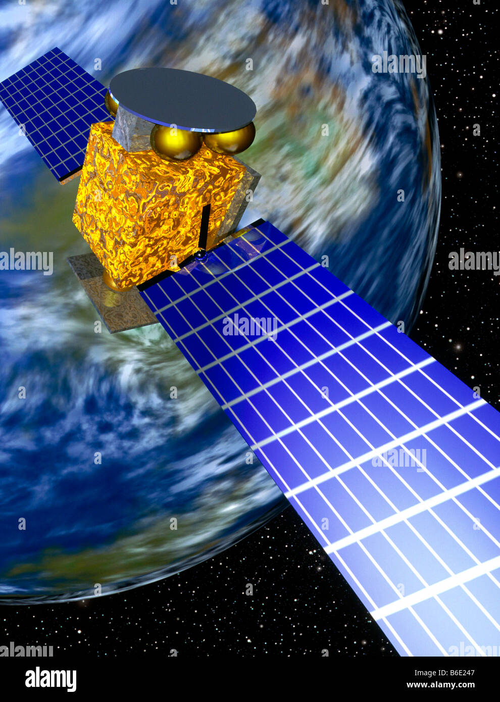 Communications satellite. Computer illustration of a communications