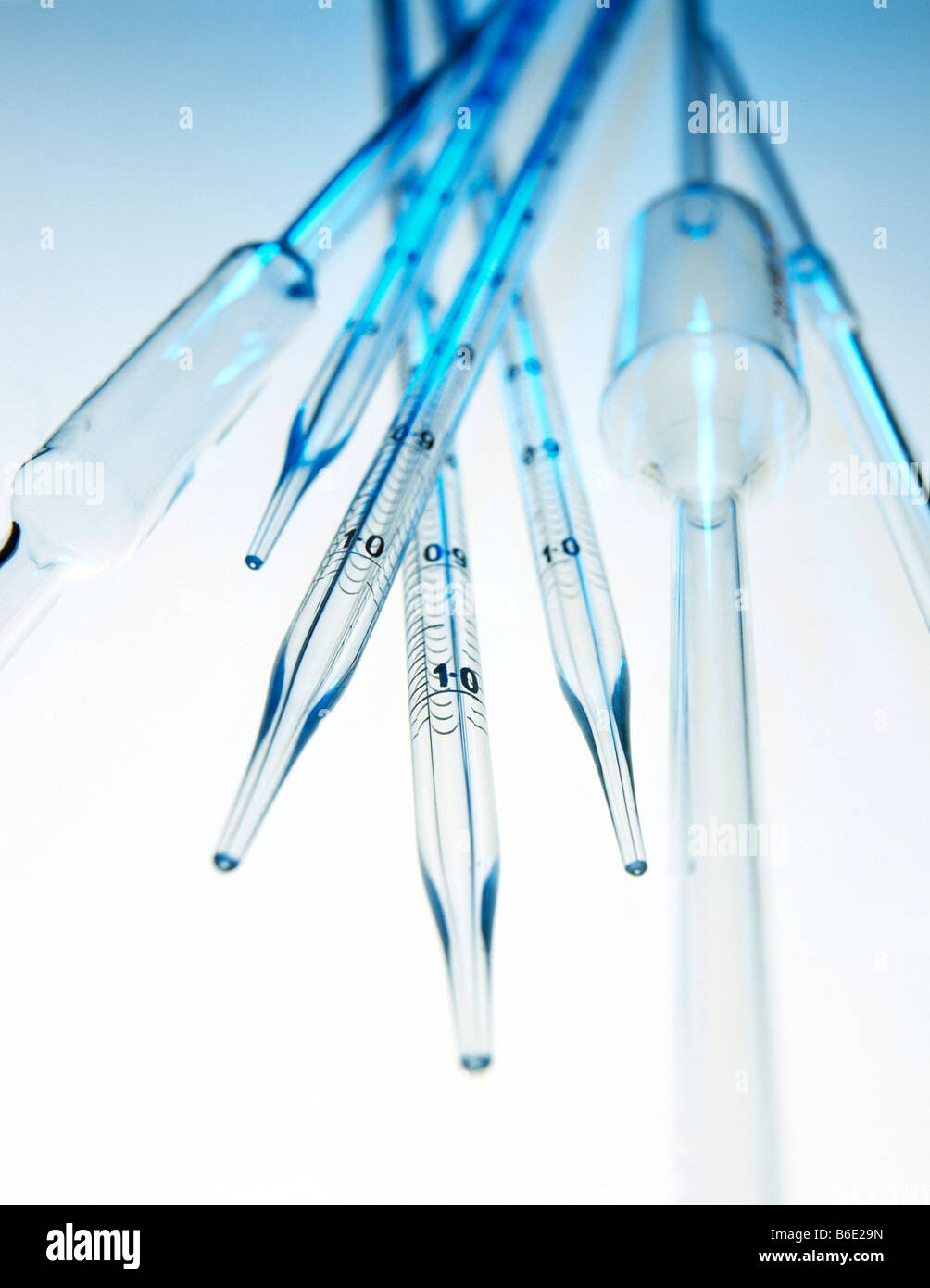 Glass pipettes. Standardised volume pipettes(with bulbs). These are