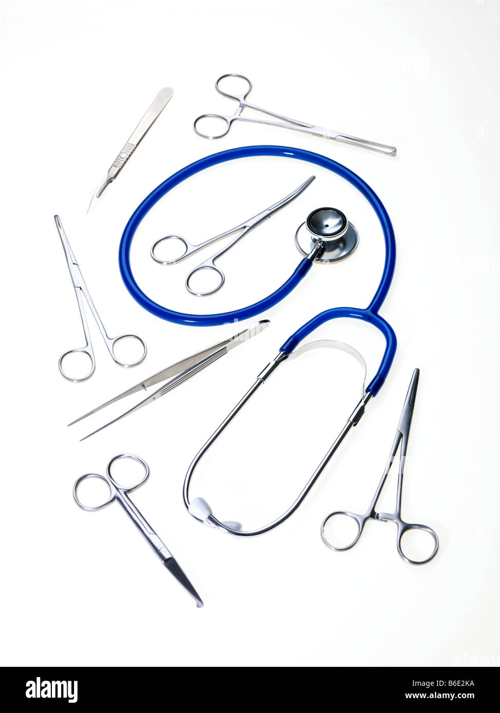 Stethoscope and surgical instruments Stock Photo Alamy