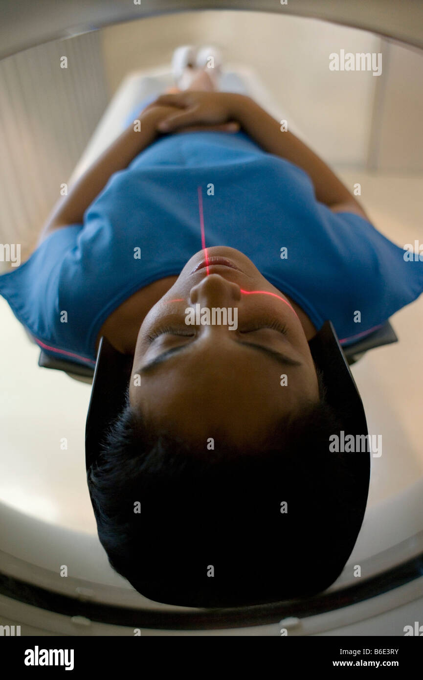 Patient undergoing CT scan Stock Photo