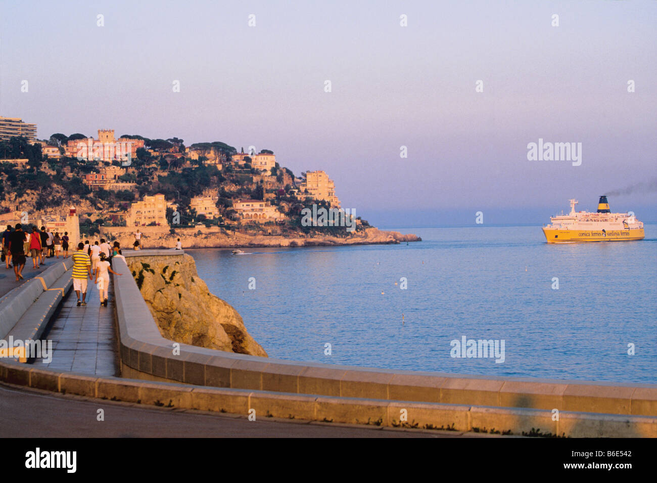 The front sea sidewalk of Rauba Capeu near the harbour and the cape of Nice Stock Photo