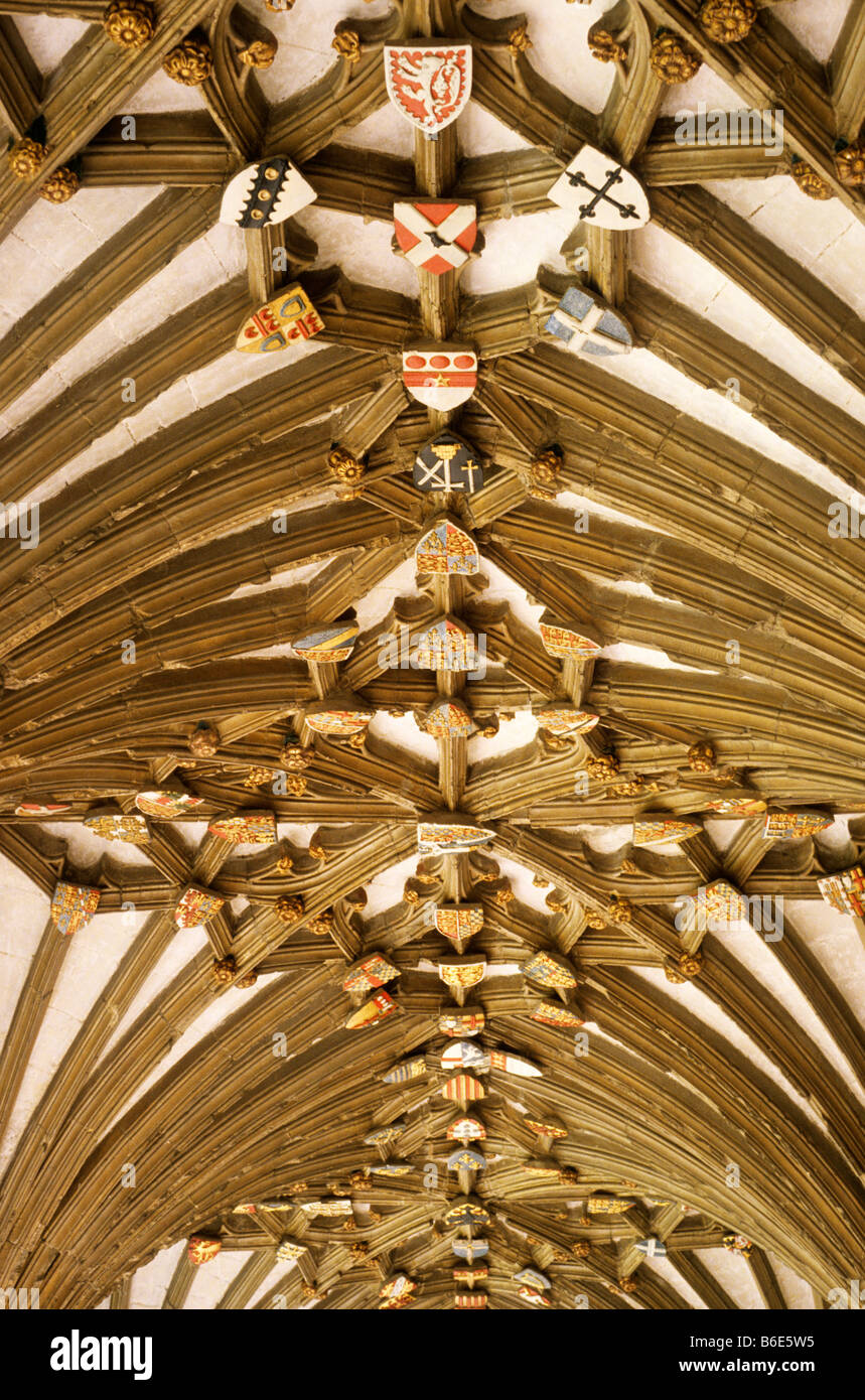Canterbury Cathedral Cloisters medieval stone roof vaulting heraldic