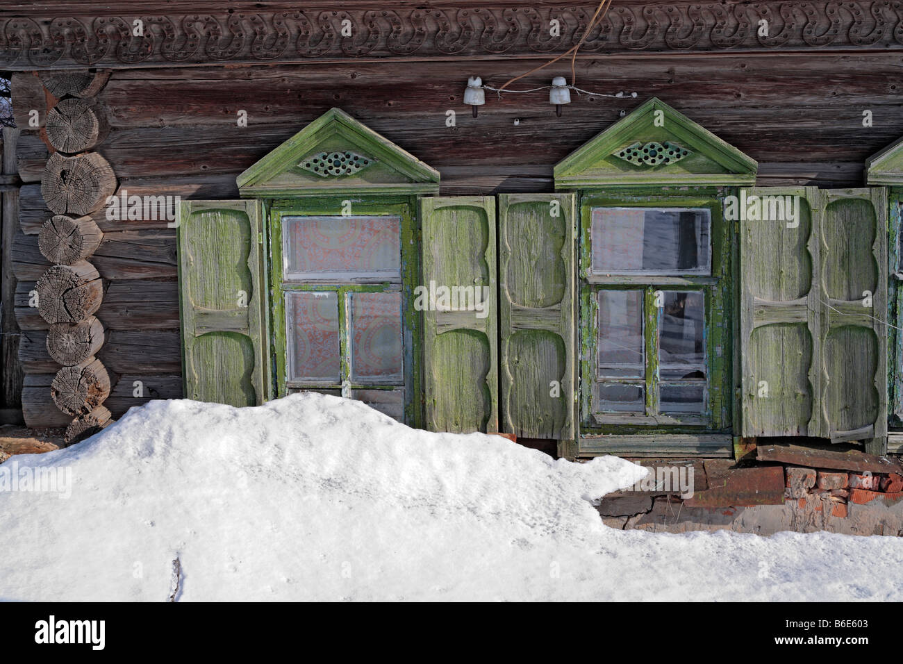 Rural wooden house, Tatarstan, Russia Stock Photo