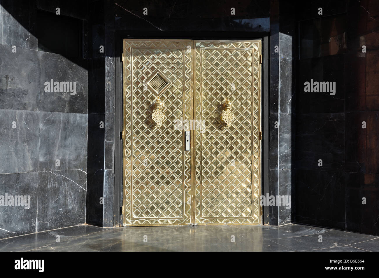 Golden door in Marrakech Stock Photo