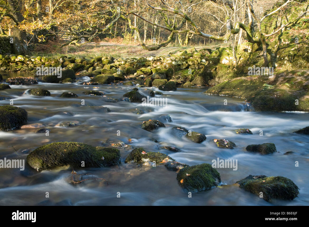 River Rothery River Rothay between Grasmere and Rydal Water Lake District Cumbria Uk ...