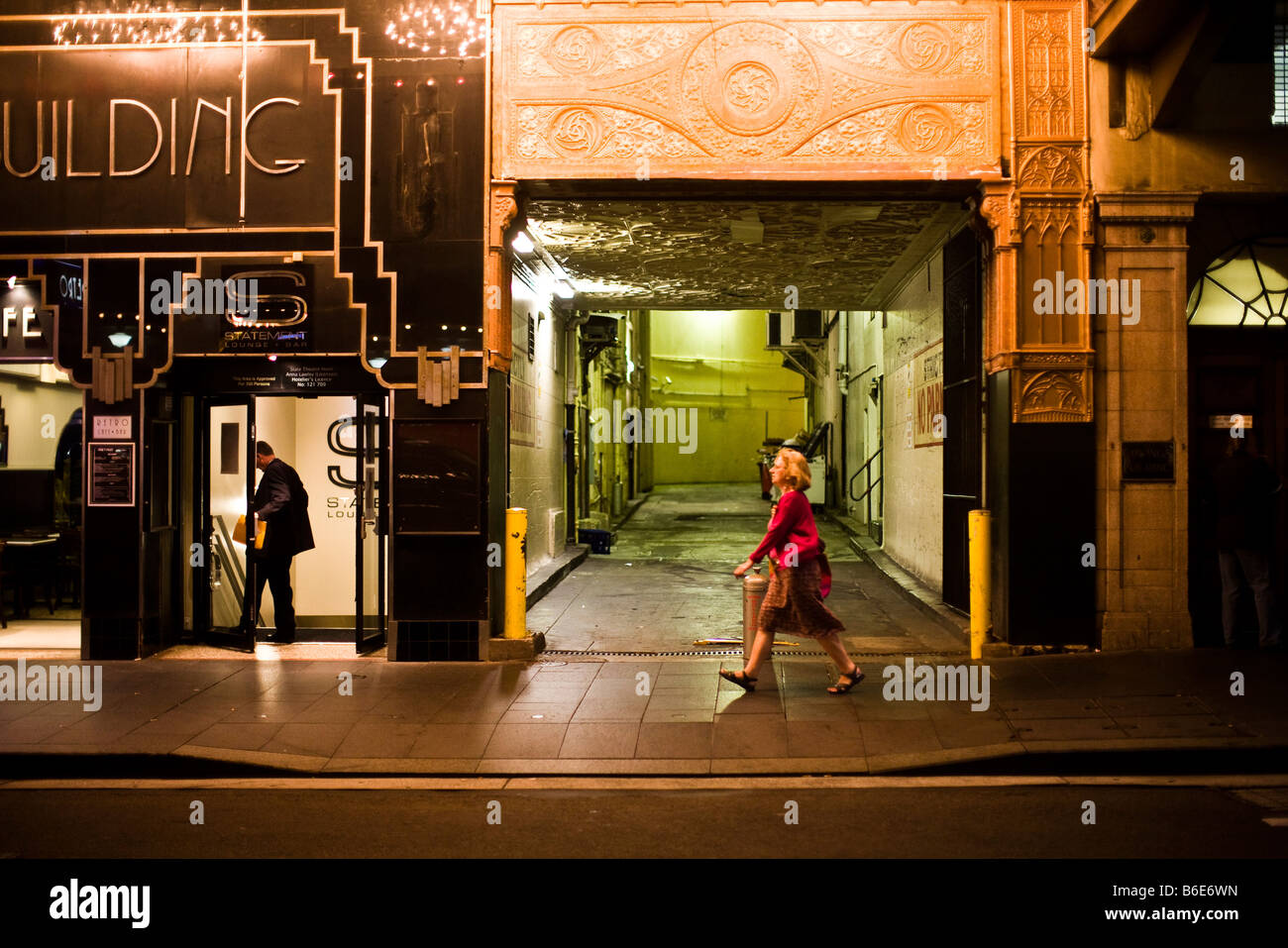 Night time in downtown Sydney Australia Stock Photo