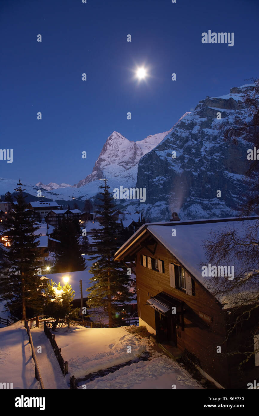 The Eiger and Murren ski resort Switzerland Stock Photo Alamy