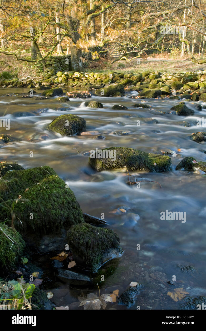 River Rothery River Rothay between Grasmere and Rydal Water Lake District Cumbria Uk ...