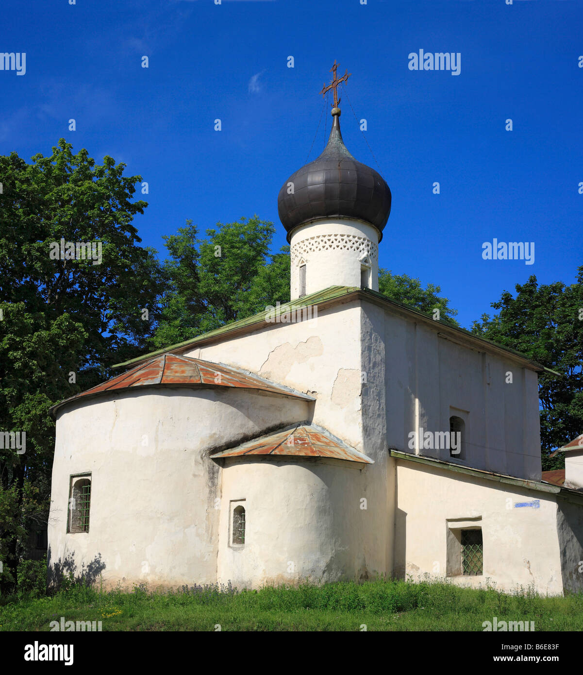 Religious architecture, dome of the church, Pskov, Russia Stock Photo