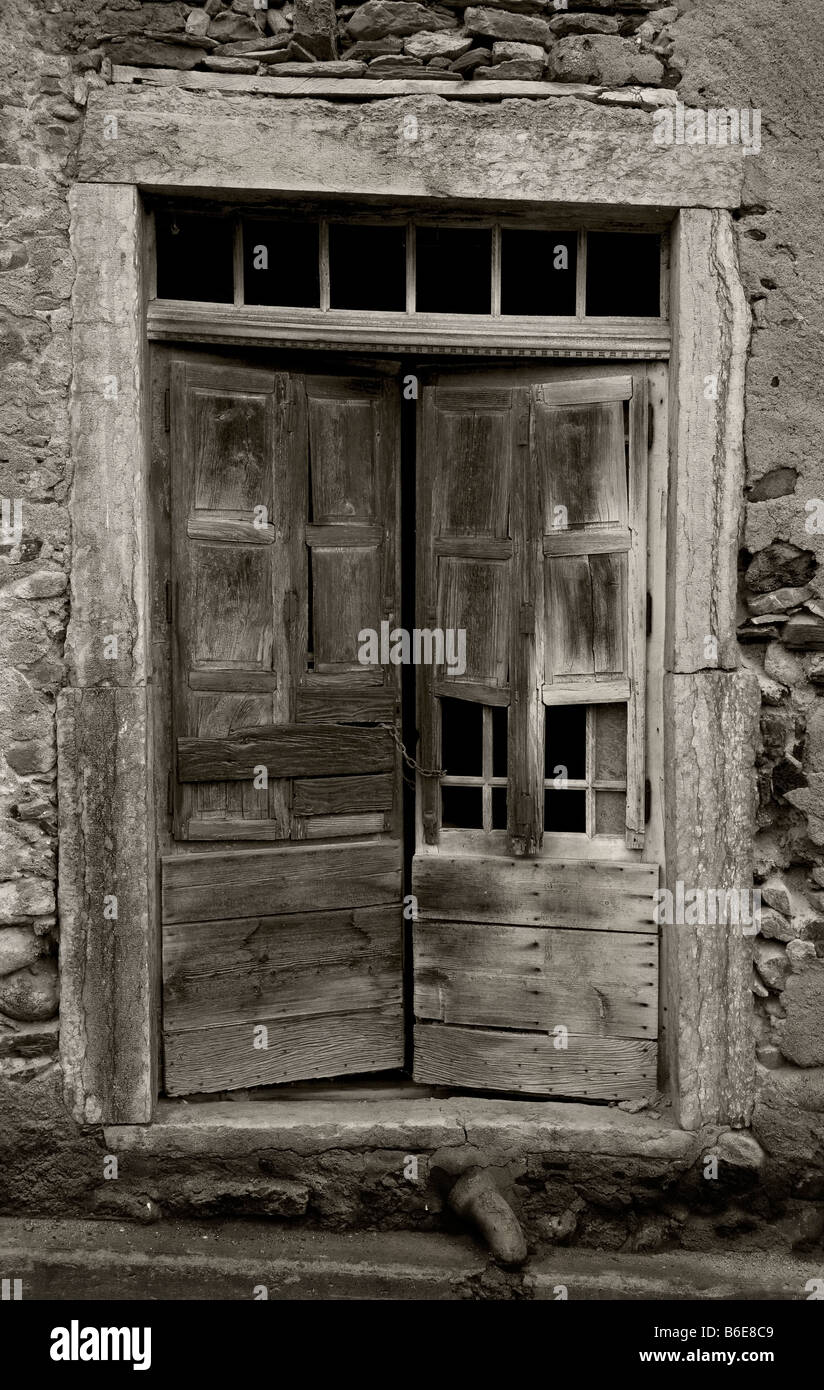Old Doorway in Roquebrun Village, Languedoc-Roussillon, France Stock Photo