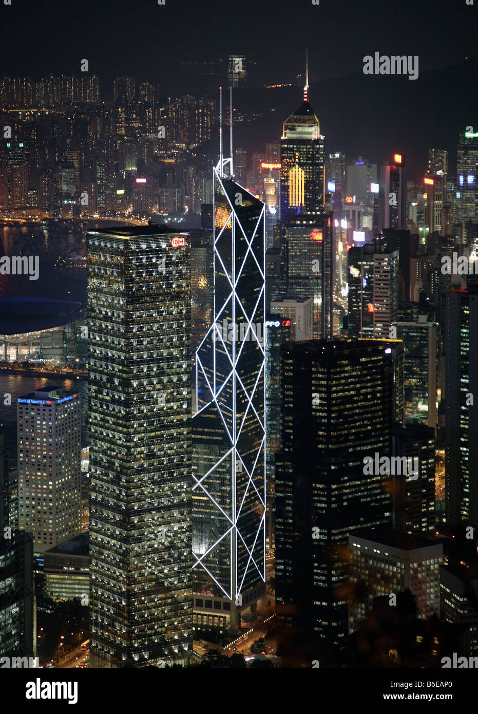 China Hong Kong Central District skyline at night Stock Photo - Alamy